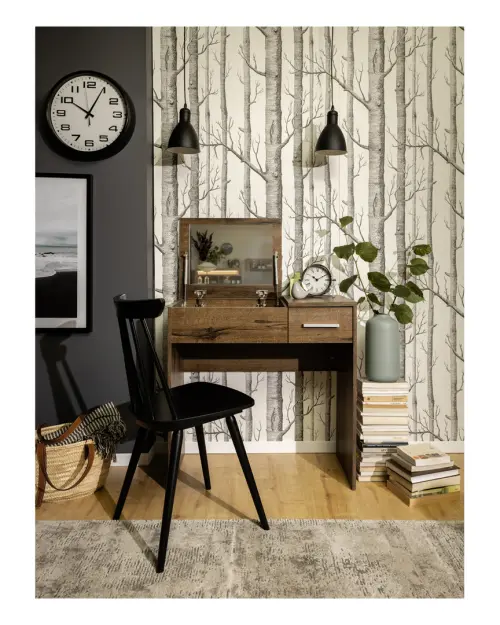 Tocador Nepo Plus 80 cm con cajón, compartimento y espejo roble noble