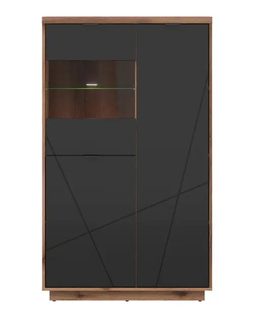 Vitrina Forn 94 cm con 3 puertas roble delano oscuro/negro mate