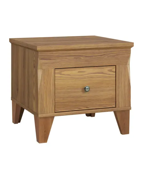Mesita de noche Bergen 50 cm con cajón alerce sibiu dorado