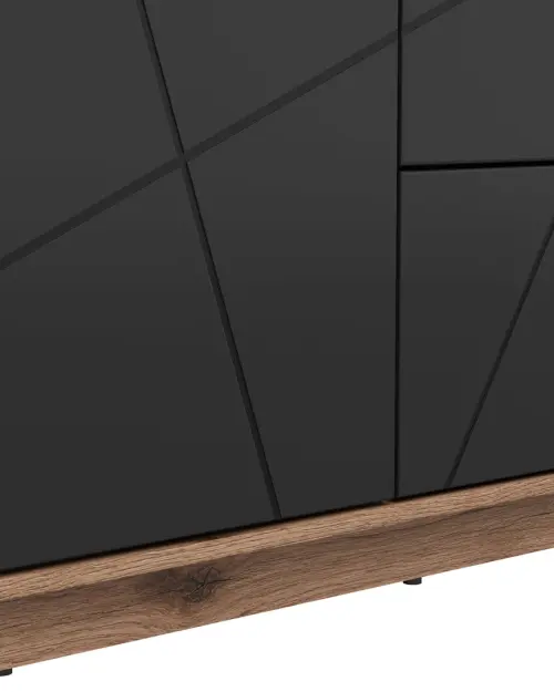 Armario de dos puertas Forn con cajones roble delano oscuro/negro mate