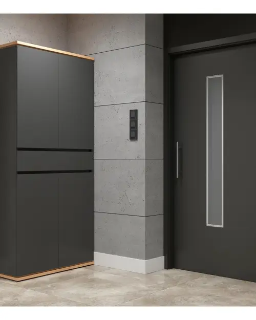 Mueble para pasillo Yamael 90 cm con 4 puertas y un cajón grafito