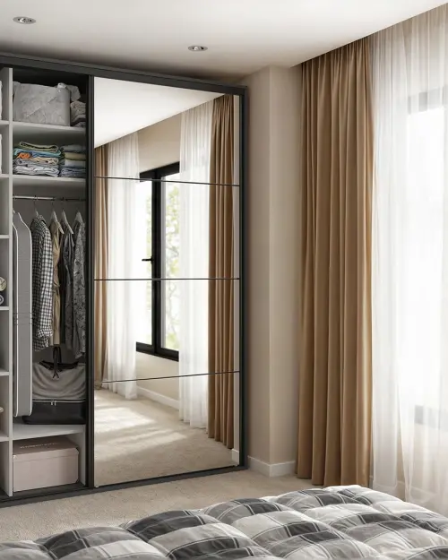 Sliding wardrobe Flex 200 cm with mirror graphite/artisan oak