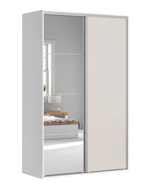 Sliding wardrobe Flex 150 cm with mirror white/cashmere