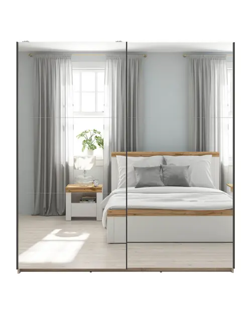 Armario de puertas correderas Tetrix 183 cm con espejo roble sonoma