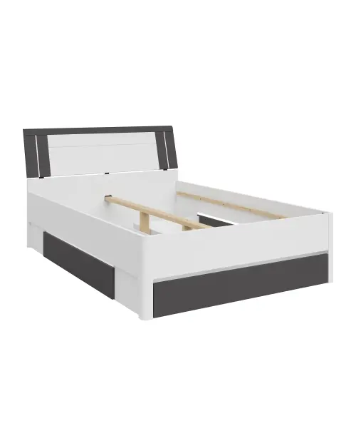 Cama Saturn 140x200 con 3 cajones blanco/grafito