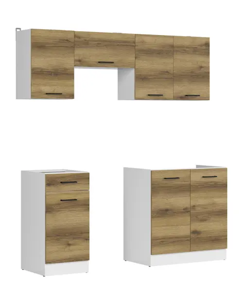 Zestaw kuchenny Junona Line 180 cm dąb delano jasny bez blatu