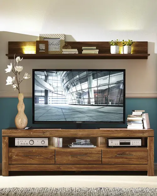 Vitrina Gent 68 cm con puertas y 2 cajones roble stirling