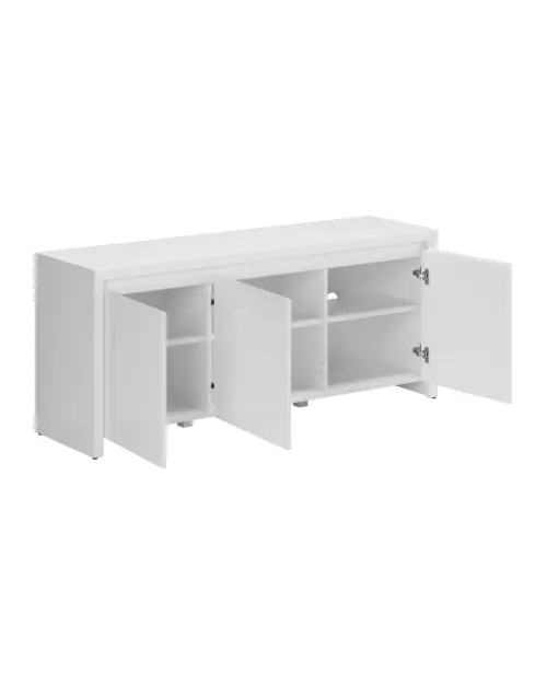 RTV cabinet Larios 143 cm with 3 doors white/white gloss