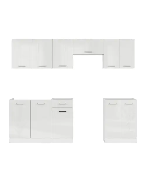 Zestaw kuchenny Junona Line 240 cm połysk tiza bez blatu