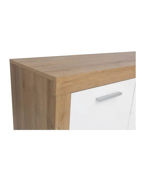 Cómoda Balder 155 cm con 2 puertas y 4 cajones roble riviera/blanco brillo