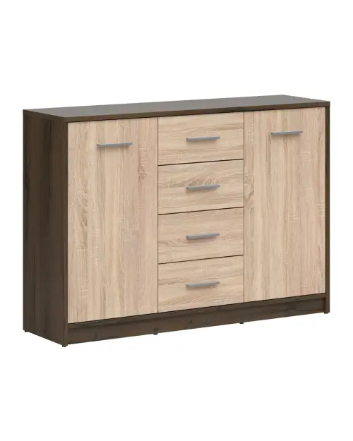 Cómoda Nepo Plus 119 cm con 2 puertas y 4 cajones roble noble/roble sonoma