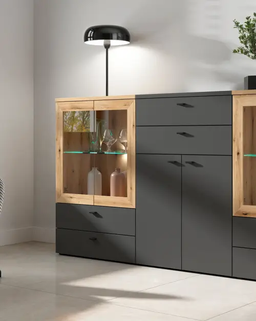 Armario System 64 con 2 puertas grafito