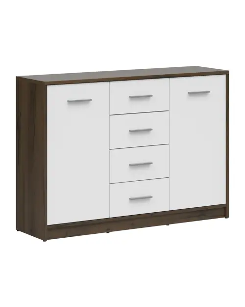 Cómoda Nepo Plus 119 cm con 2 puertas y 4 cajones roble noble/blanco