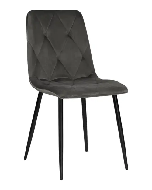 Silla tapizada Silvio terciopelo gris oscuro