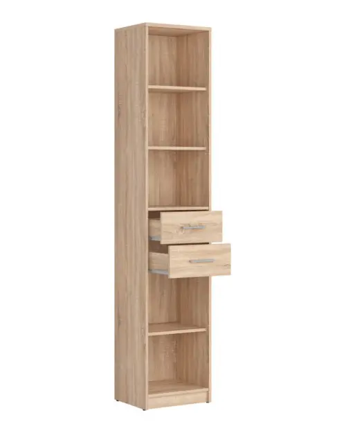 Estantería Nepo Plus 40 cm con 2 cajones y 5 estantes roble sonoma