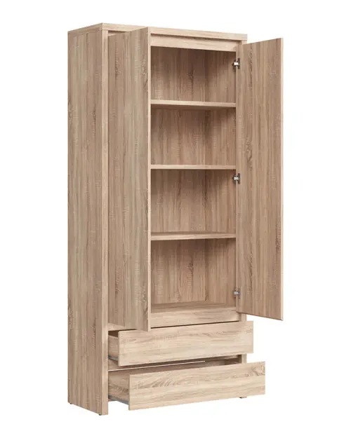 Estantería Kaspian 90 cm con 2 puertas y 2 cajones roble sonoma
