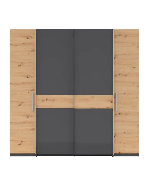 Armario de puertas correderas Fabio 215 cm grafito/roble artisan