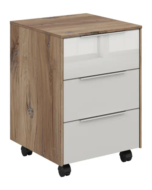 Cajonera de oficina Nevada 40 cm con 3 cajones roble flagstaff oscuro