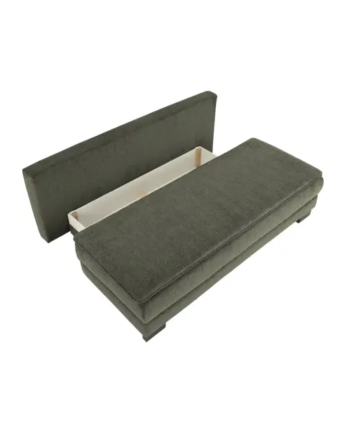 Three-seater Lindon sofa bed with storage green chenille