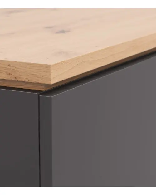Cómoda Yamael 100 cm con 3 puertas y cajones grafito/roble artisan