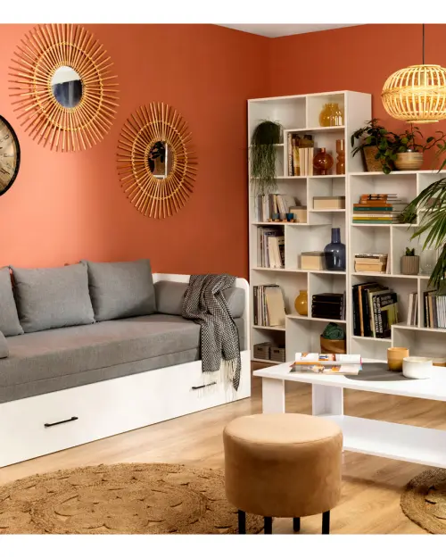 Mesa de centro Nepo Plus 115x56 con estante blanca