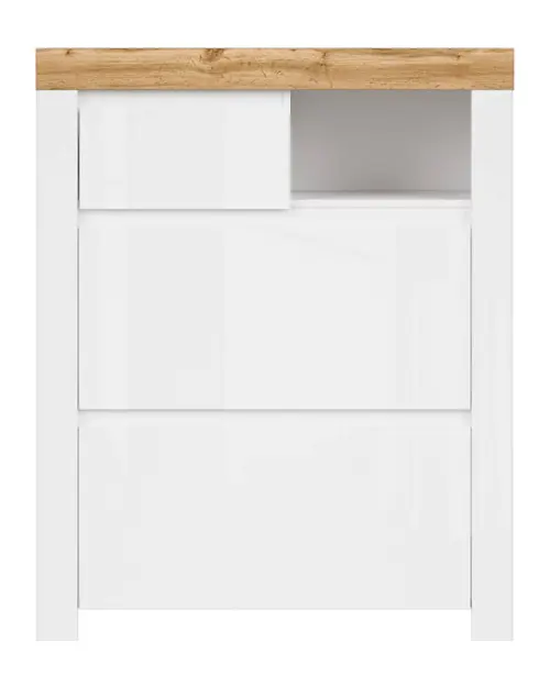 Zapatero Holten 92 cm blanco brillo/roble wotan