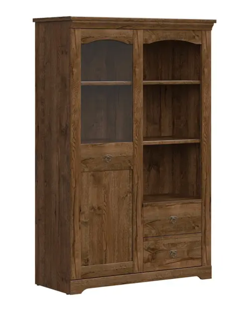Vitrina Patras 103 cm con puertas y 2 cajones roble april