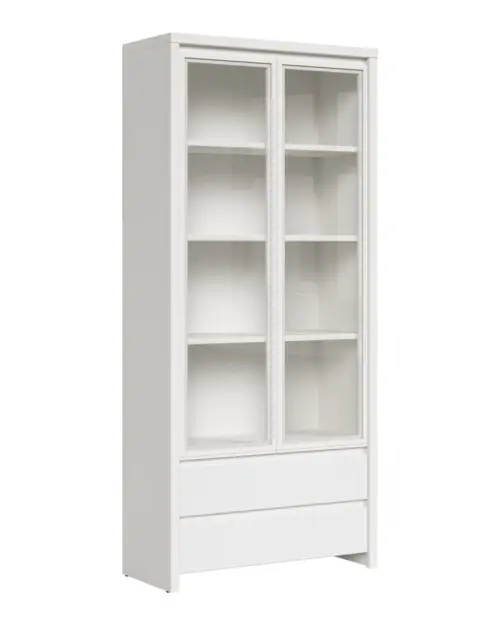 Вітрина Kaspian 90 см з 2 дверцятами та 2 шухлядами біла