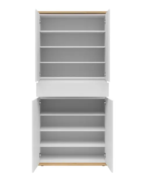 Estantería para pasillo Yamael 90 cm con 4 puertas y un cajón blanca