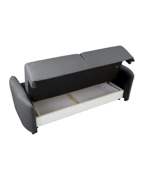 Sofá cama de tres plazas Akaro plegable con contenedor, terciopelo gris