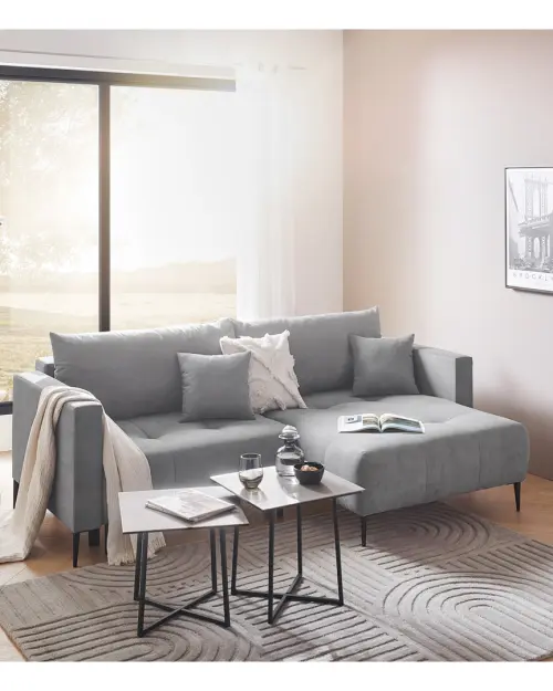 Sofá rinconera universal Ponty convertible con arcón gris
