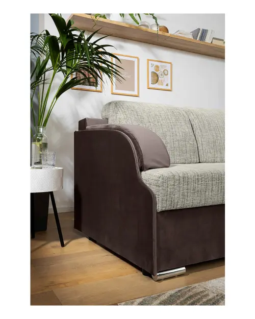 Sofá rinconera universal Merin con función de cama y 2 arcones marrón