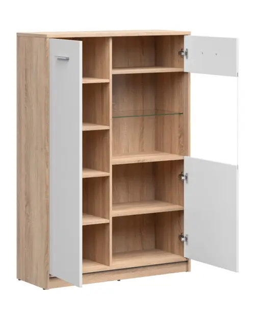 Vitrina Nepo Plus 90 cm con 2 puertas roble sonoma/blanco