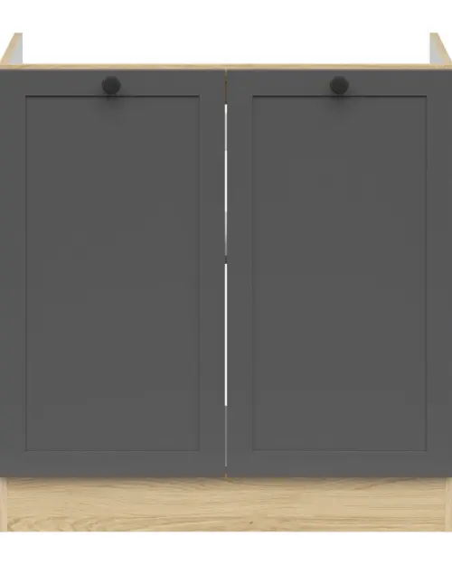 Mueble de cocina bajo fregadero Junona Line 80 cm con 2 puertas roble bernstein/grafito