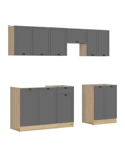 Conjunto de cocina Junona Line 230 cm grafito sin encimera