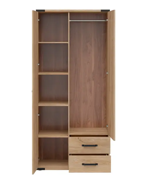 Armario de dos puertas Lara 90 cm con cajones fresno belarus
