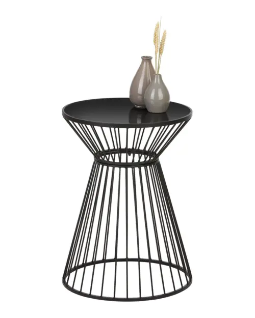 Mesa de cristal redonda Raven 40 cm negra