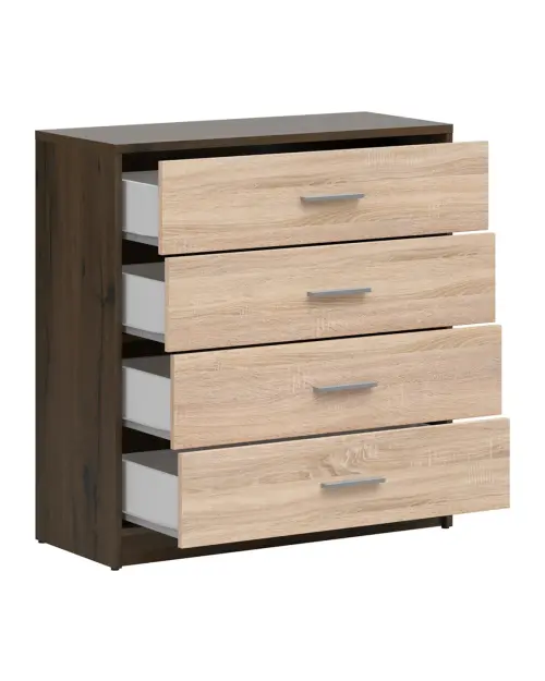 Cómoda Nepo Plus 80 cm con 4 cajones roble noble/roble sonoma
