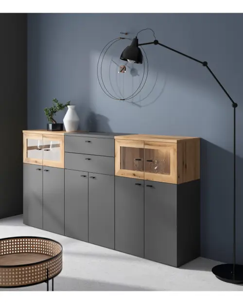 Vitrina System 64 con 2 puertas roble coast evoke