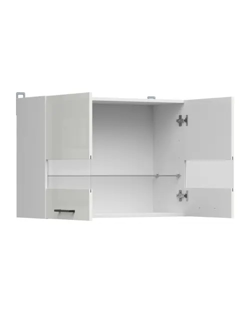 Armario de cocina superior Junona Line 80 cm de dos puertas con vitrina brillo tiza