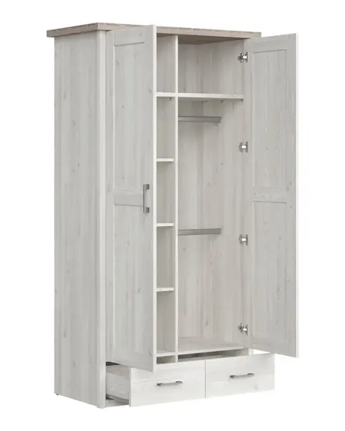 Armario de dos puertas Luca Baby con cajones alerce sibiu claro