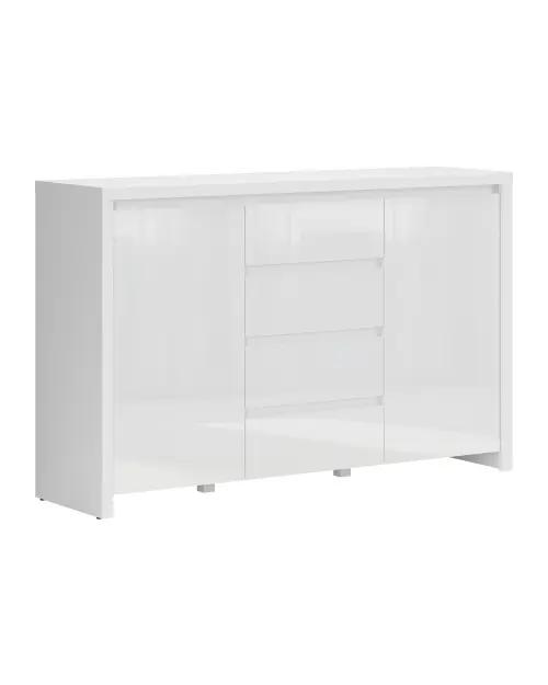Cómoda Larios 143 cm con 2 puertas y 4 cajones blanco brillo