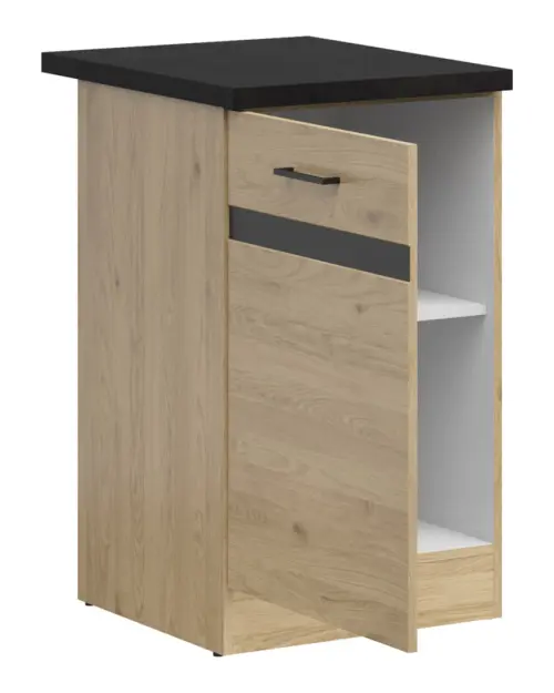 Dolna szafka kuchenna Junona Line 50 cm lewa dąb bernstein z blatem