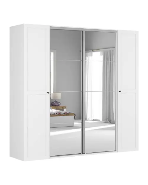 Szafa modułowa Flex 250 cm przesuwna z drzwiami i lustrem biała