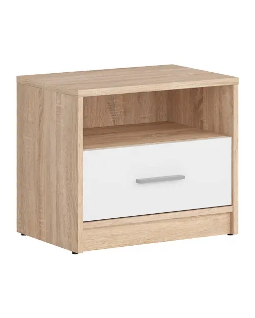 Mesita de noche Nepo Plus 49 cm con cajón roble sonoma/blanco