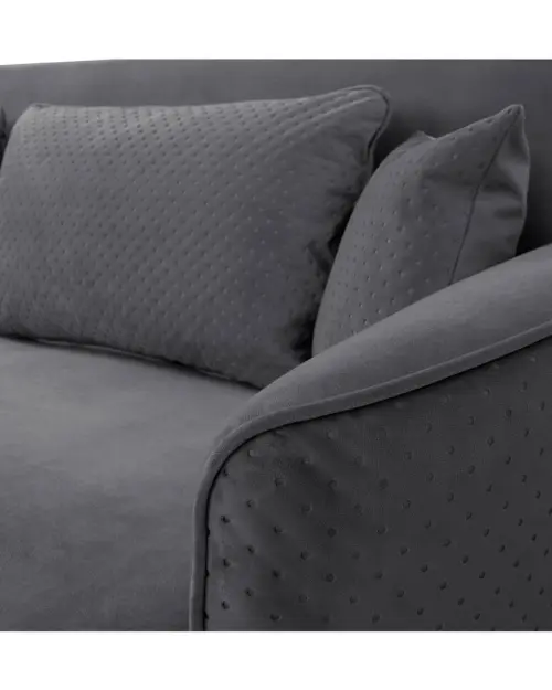 Sofá cama de tres plazas Akaro plegable con contenedor, terciopelo gris