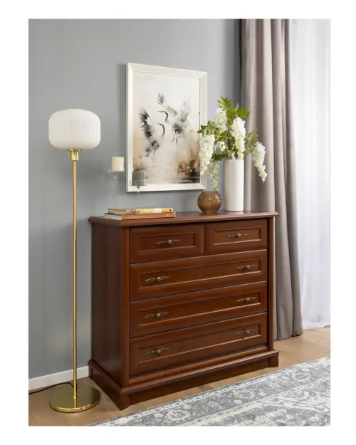 Cómoda Kent 101 cm con 5 cajones castaño