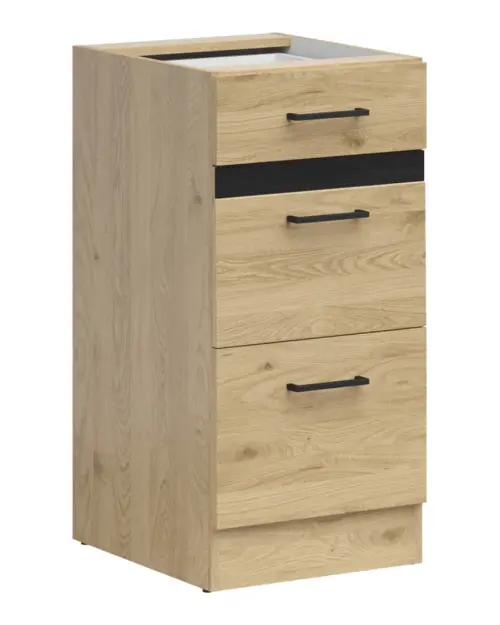 Armario bajo de cocina Junona Line 40 cm con 3 cajones roble bernstein