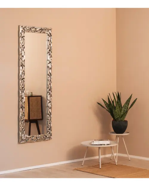 Espejo de pared con marco Monza 95x195 cm plateado