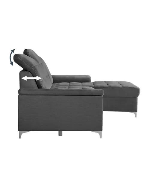 Угловой диван правосторонний Ariado раскладной с ящиком велюровый серый